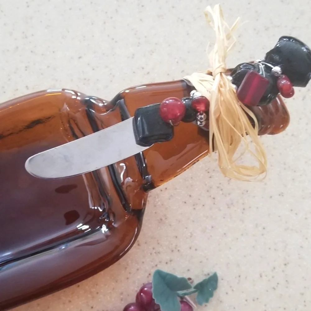 Melted Glass Cheese Appetizer Tray & Spreader Knife